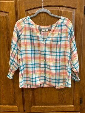 Andree By Unit Multicolor Plaid top - size small